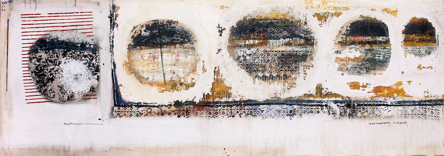 Artist Haik Mesropian, 5 Planets, Painting